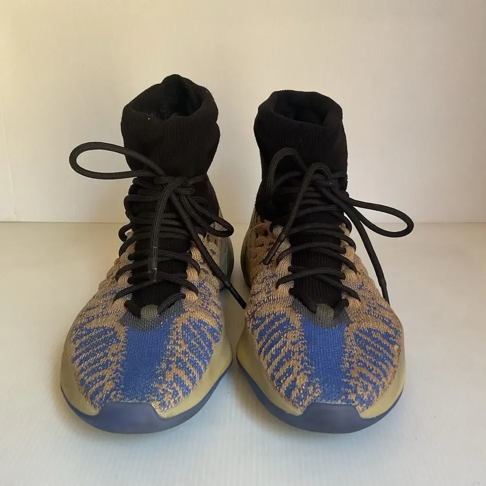 Adidas Yeezy Quantum Lifestyle Sneakers Men Size 9 Blue Tan Knit High Top